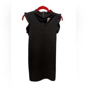 SALLY MILLER COUTURE Ruffle Shoulder Black Dress